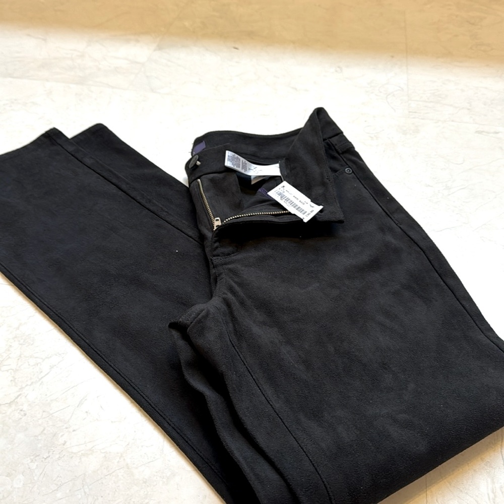 NYDJ Sheri Slim Fit Faux Suede Jeans, Black size 6